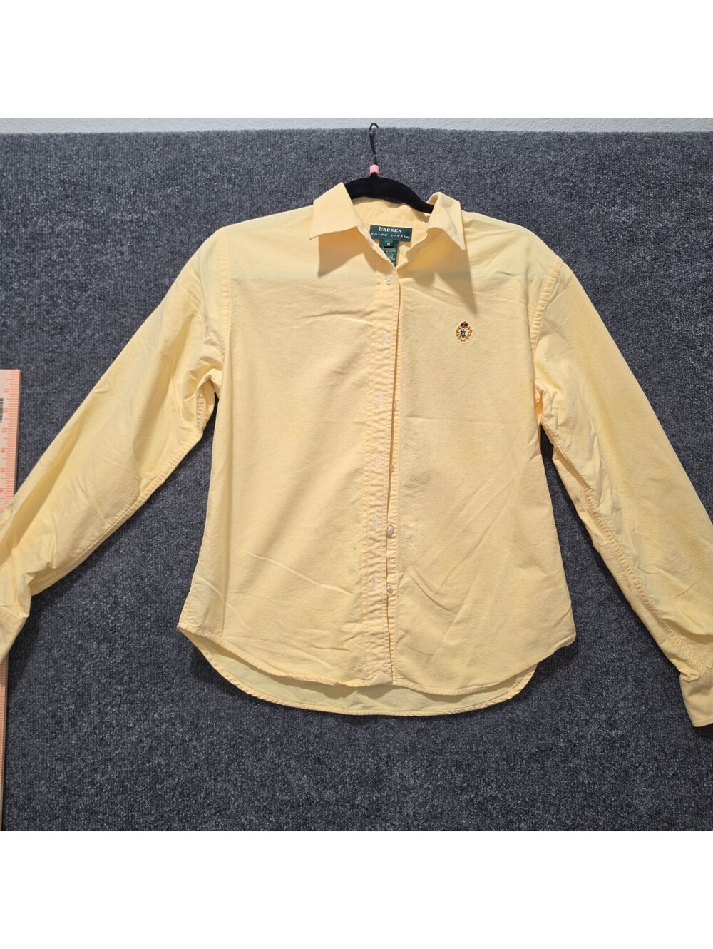 Vintage Lauren Ralph Lauren Butter Yellow Crest Oxford Shirt Medium Y2K